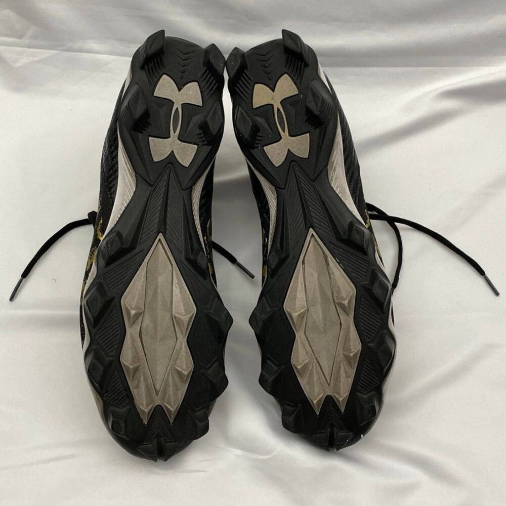 Under Armour Spotlight Mid Black and Gold Football Rubber Cleats Men's 12.5 used - Picture 10 of 12
